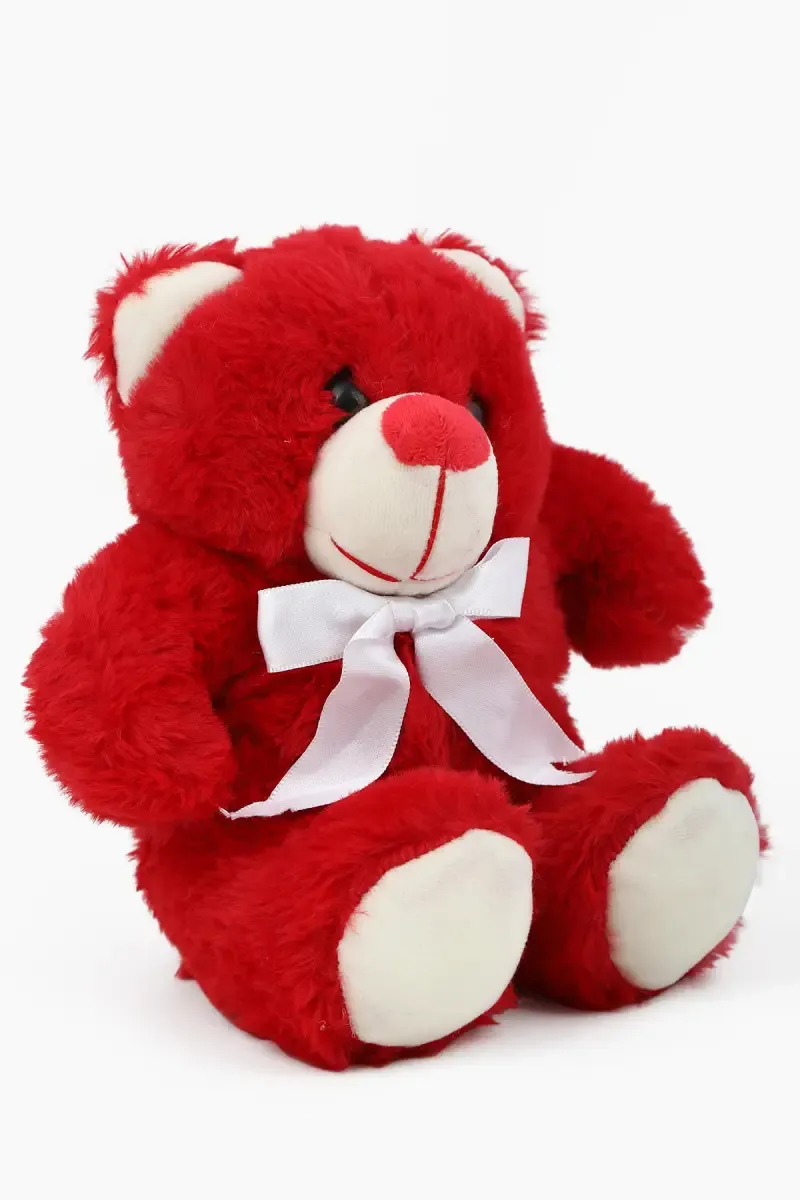 Lovely Toys Rabbit Fur Teddy Plush Stuffed Soft Toy -  (Red)