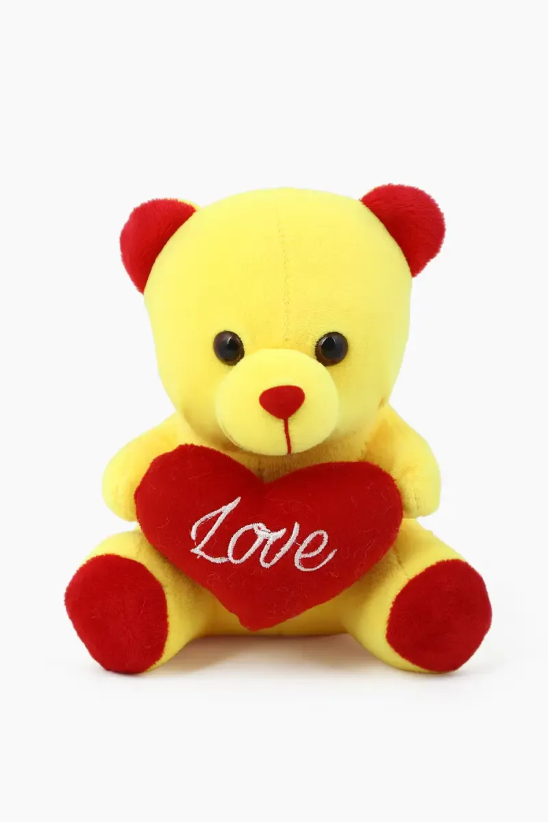 6-Inch Heart Teddy Plush Stuffed Toy - Assorted  Color May Vary