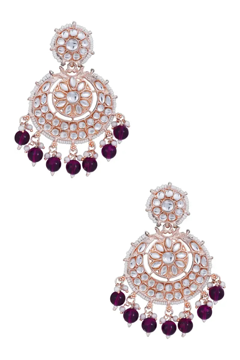 Gold Plated Floral Chand Bali Earrings