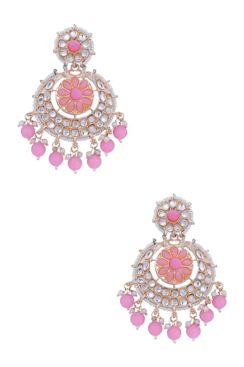 Gold Plated Pearls Chand Bali Earrings