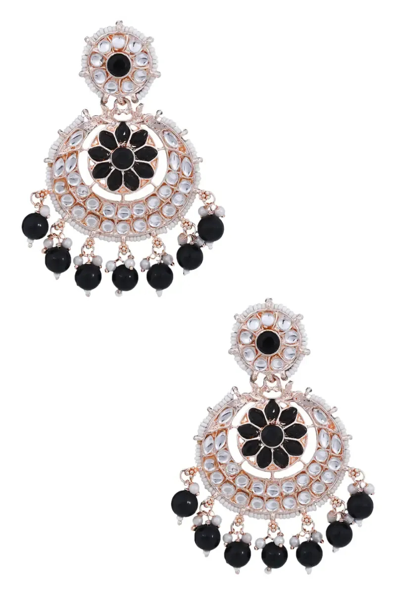 Gold Plated Pearls Chand Bali Earrings