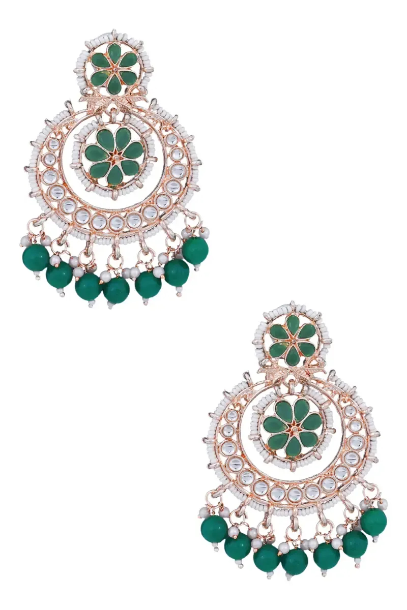 Gold Plated Pearls Chand Bali Earrings