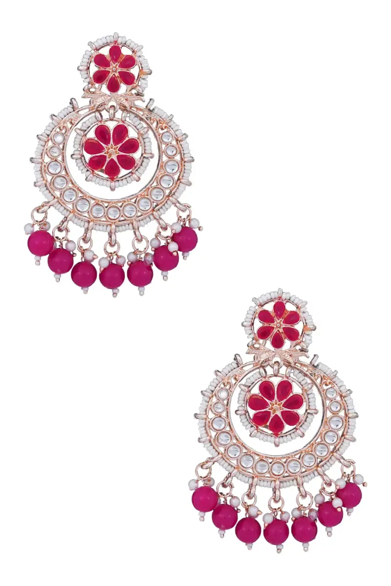 Gold Plated Pearls Chand Bali Earrings