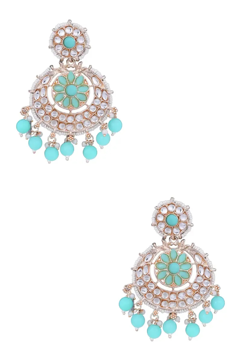 Gold Plated Pearls Chand Bali Earrings