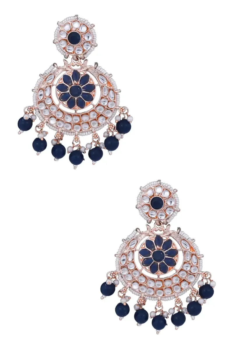 Gold Plated Pearls Chand Bali Earrings