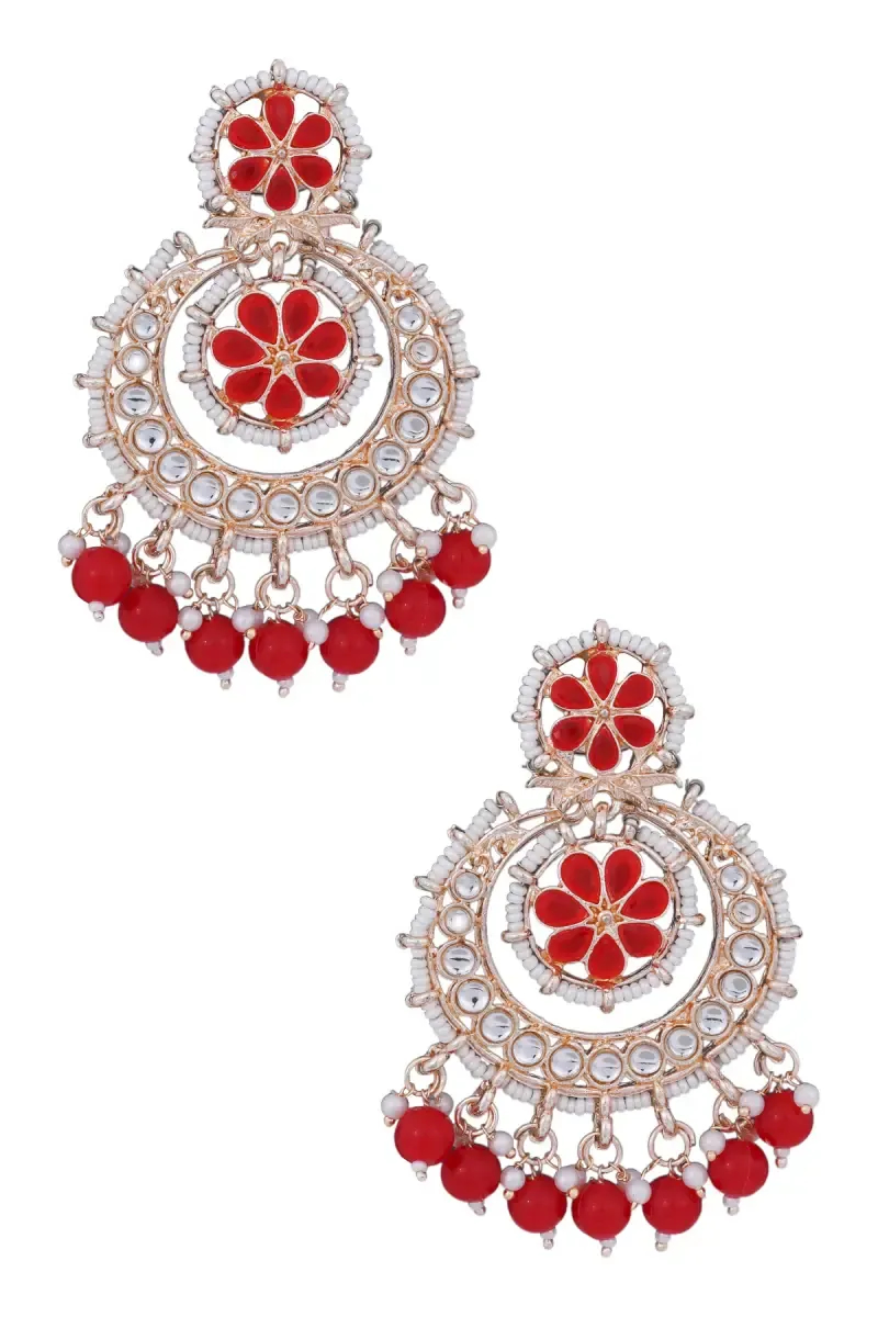 Gold Plated Pearls Chand Bali Earrings