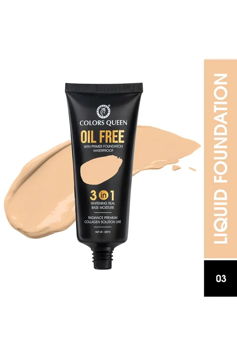 Colors Queen 3-in-1 Oil Free Foundation With Primer - Golden Beige