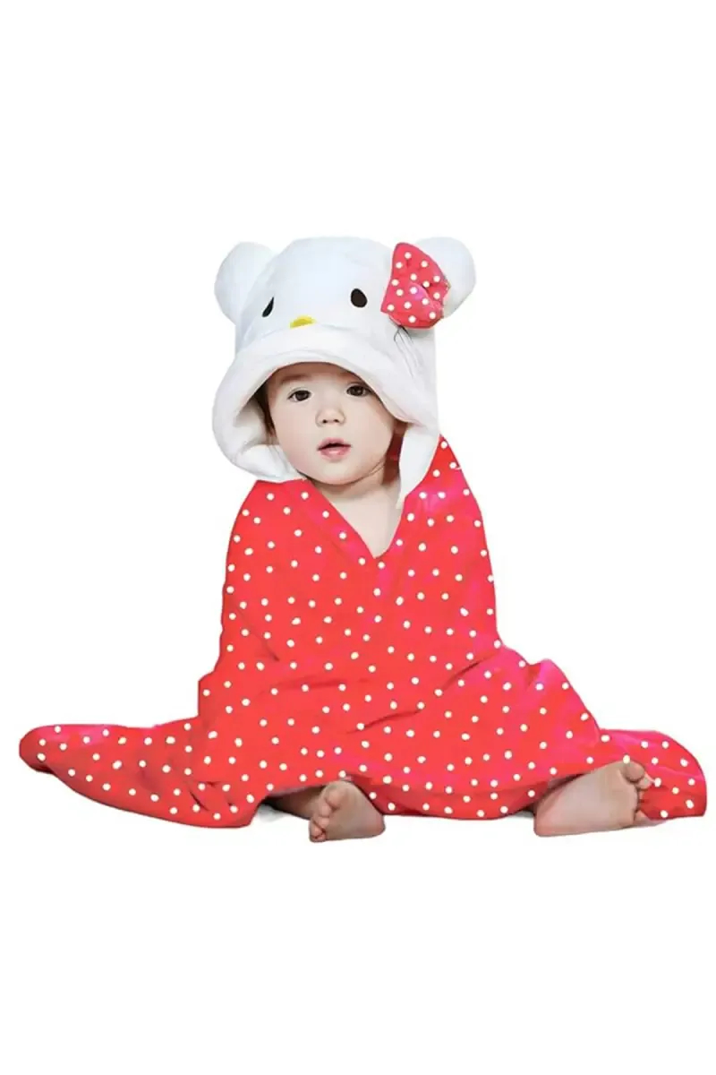 Brandonn Baby Towel cum Wrapper - Red Polka