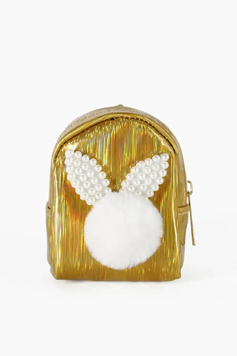 Mini Coin Purse Keychain with Fluffy Pompom