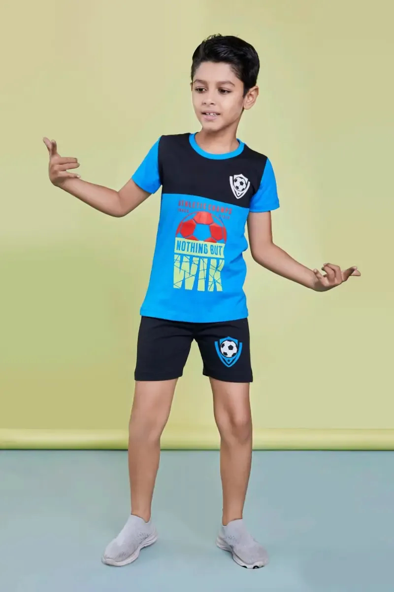 Cotton Printed T-shirt with Shorts Set for Boy (2-Pcs Set)
