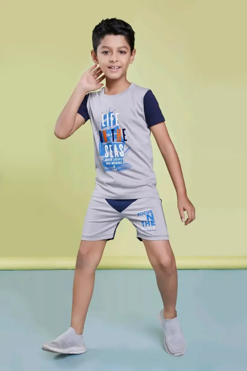Printed T-shirt with Shorts Set for Boy (2-Pcs Set)