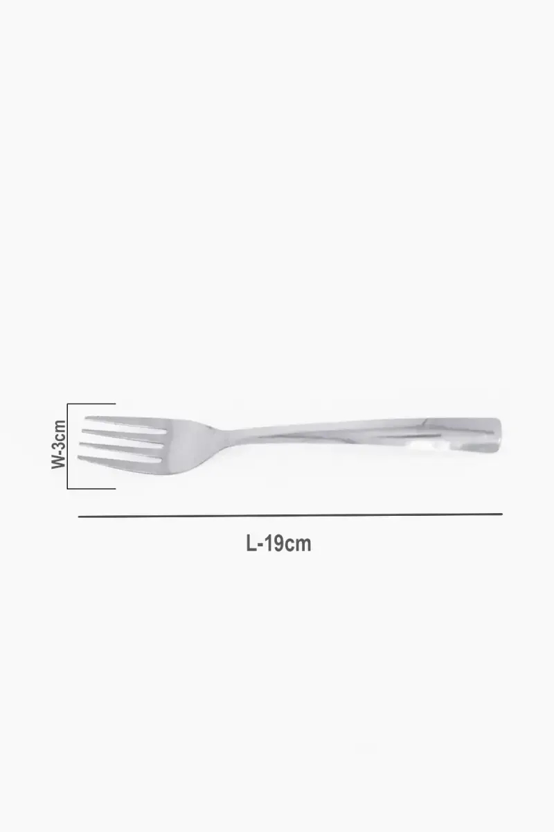 Prabha Stainless Steel Petal Dessert Plain Fork Set - 19cm