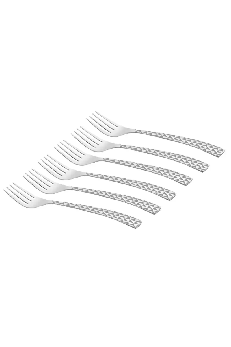 Prabha Stainless Steel Crysta Dessert Fork Set - 18cm