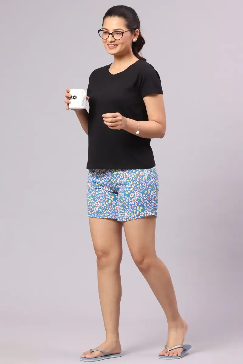 Cotton Hosiery Floral Printed Shorts for Women