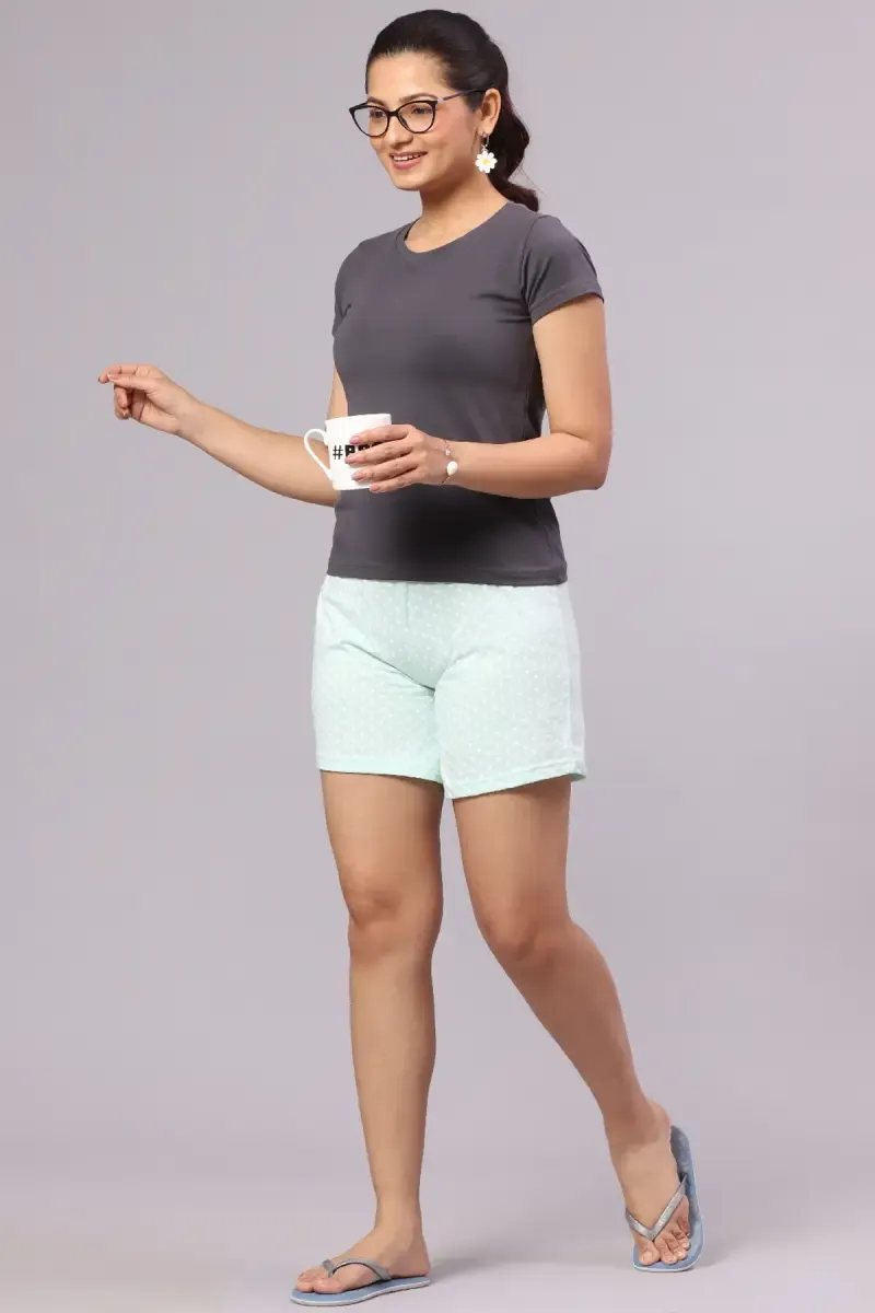 Cotton Hosiery Polka Dot Printed Shorts for Women
