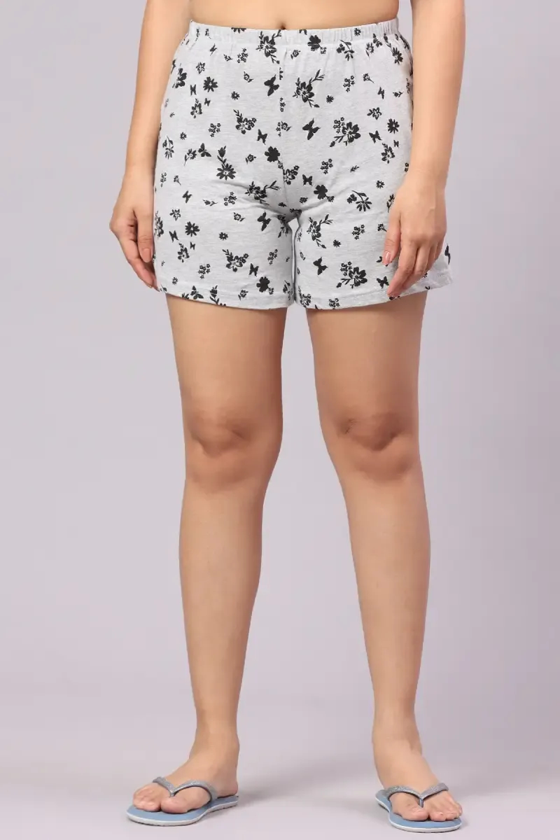 Cotton Hosiery Floral Printed Shorts for Women