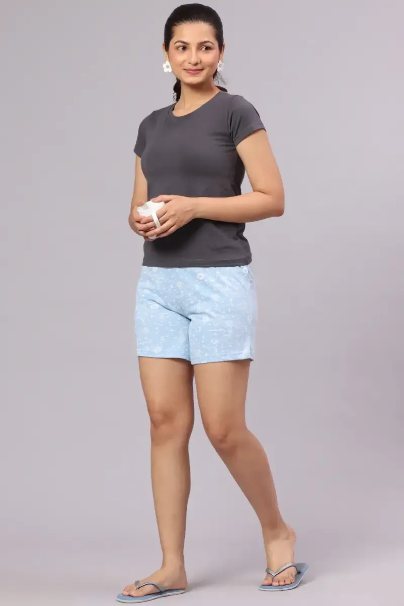 Cotton Hosiery Conversational Printed Shorts for Women