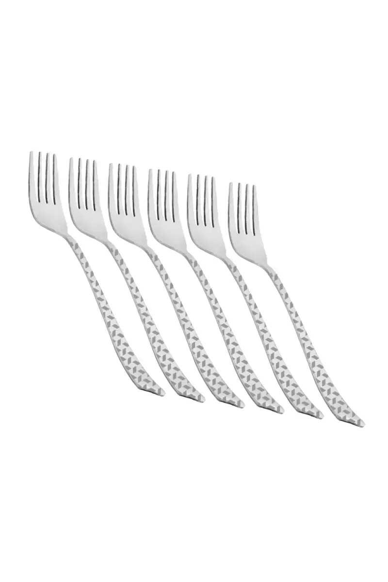 Prabha Stainless Steel Pyramid  Dessert Fork Set - 18cm
