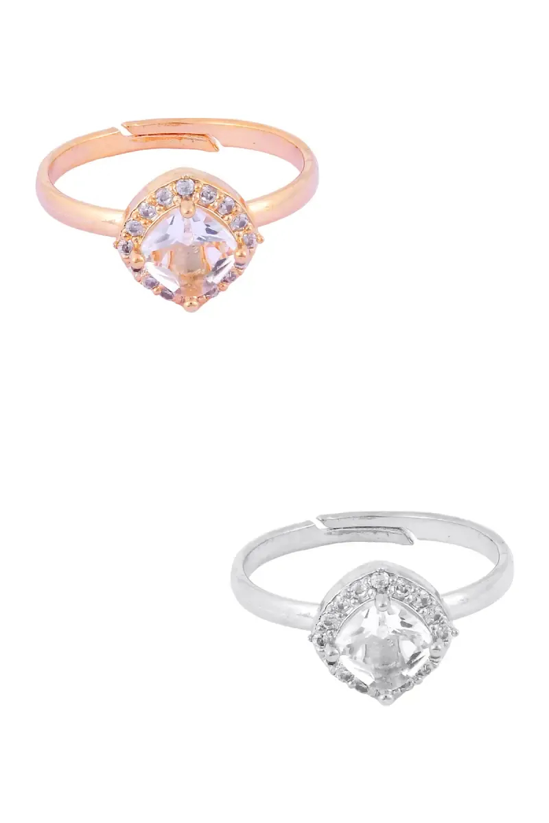  Alloy Adjustable Rings for Girls & Women - Set of 2