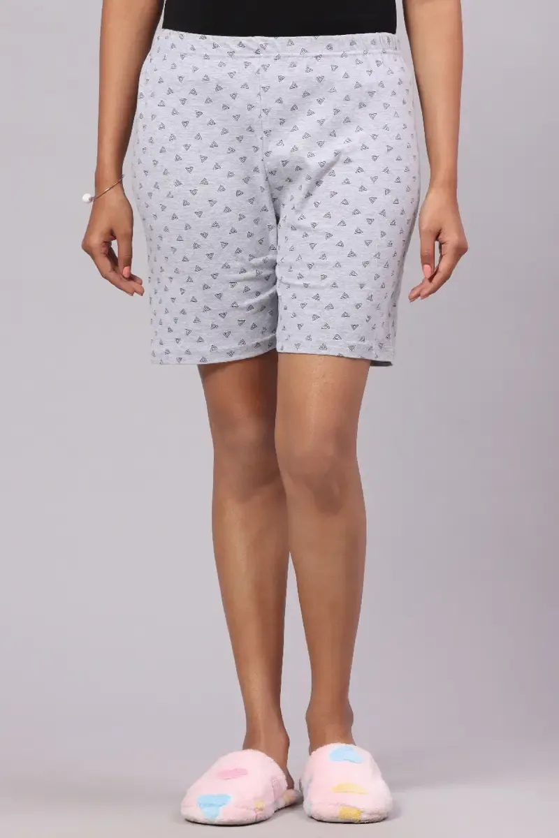 Cotton Lycra Blend All Over Printed Shorts for Women