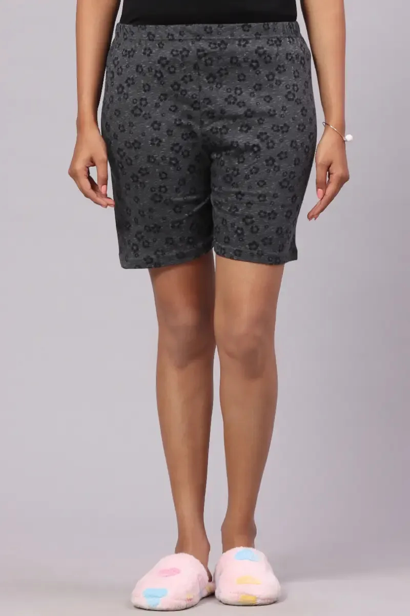 Cotton Lycra Blend Floral Printed Shorts for Women