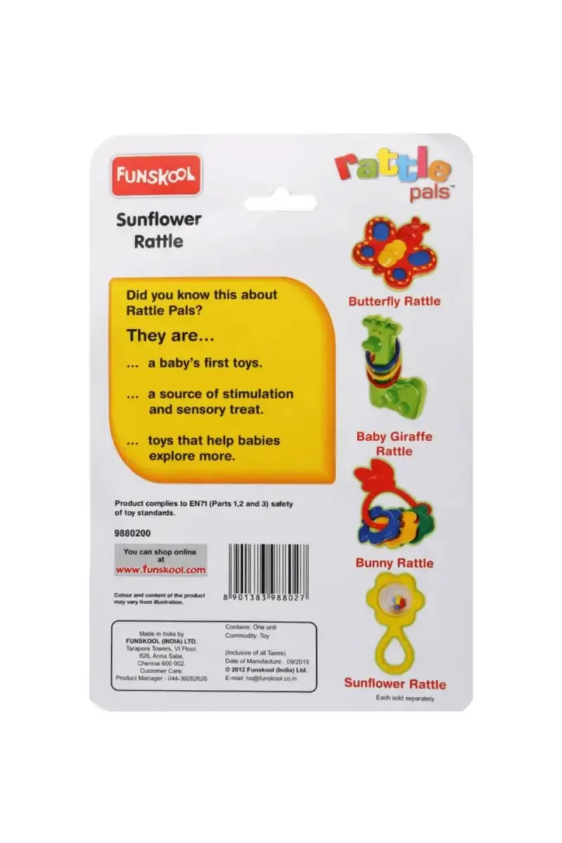 Sunflower Rattle Toy (Multicolor, Pack Of 1)