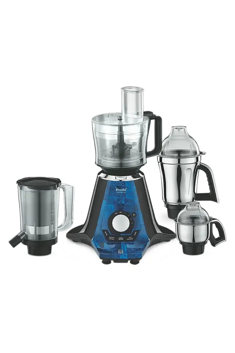 Preethi Zodiac 2.0 MG255 1000 W Mixer Grinder with 2 Jars, Juicer Jar & Food Processor Jar (Black & Blue)