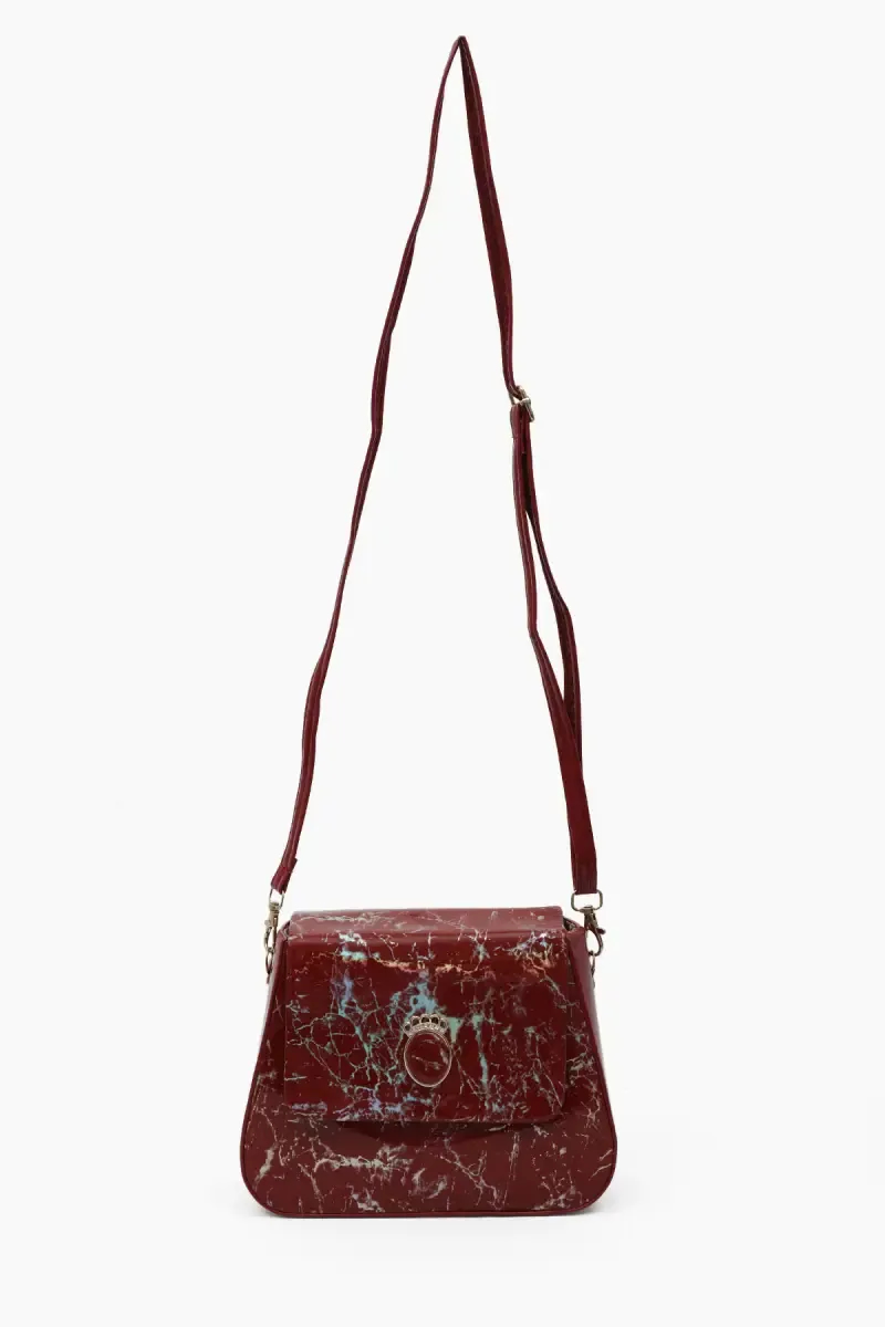 Marble printed Box Sling Bag for Girls