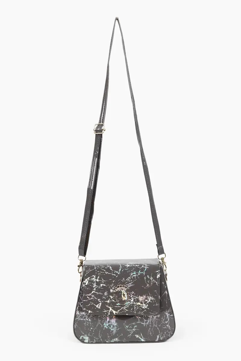 Marble printed Box Sling Bag for Girls
