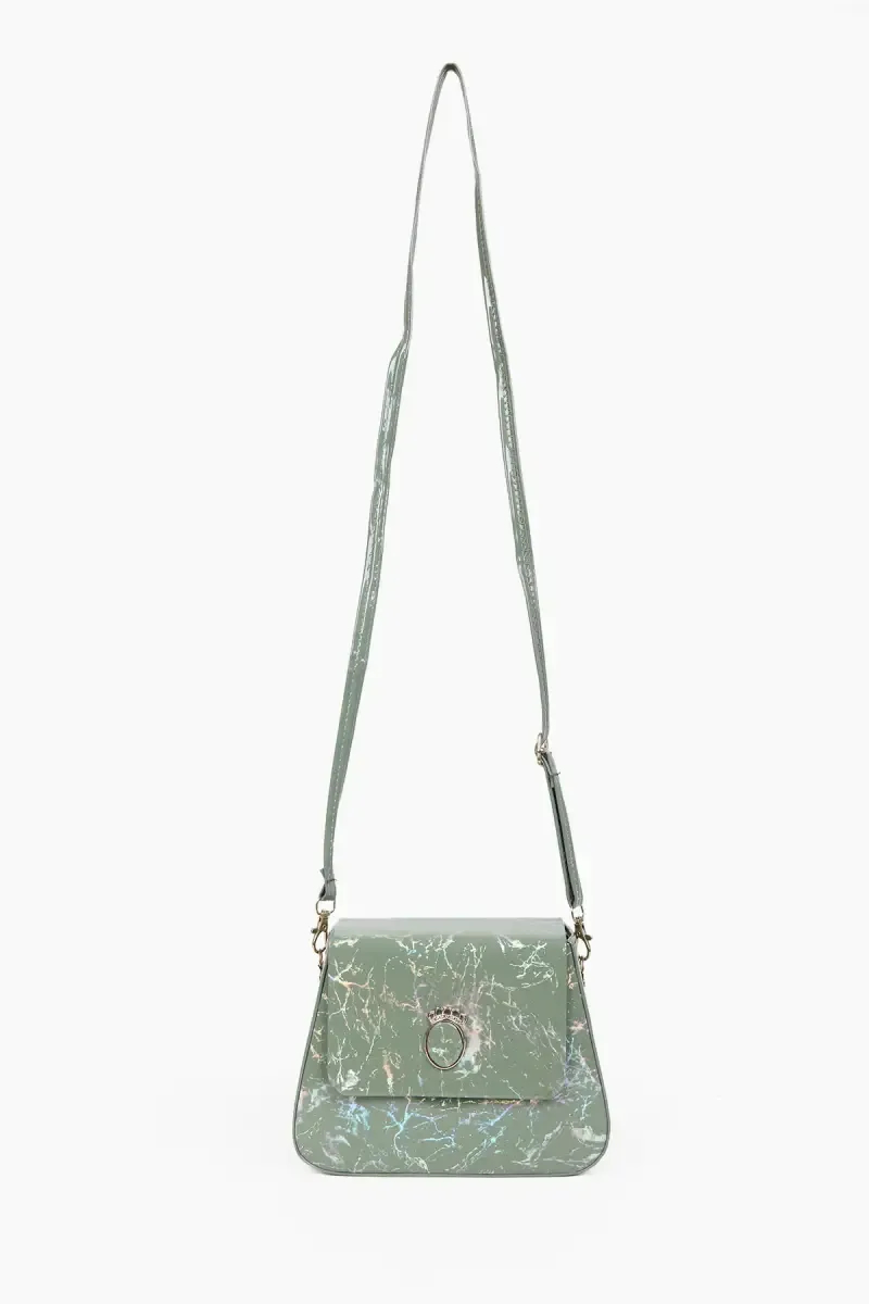 Marble printed Box Sling Bag for Girls