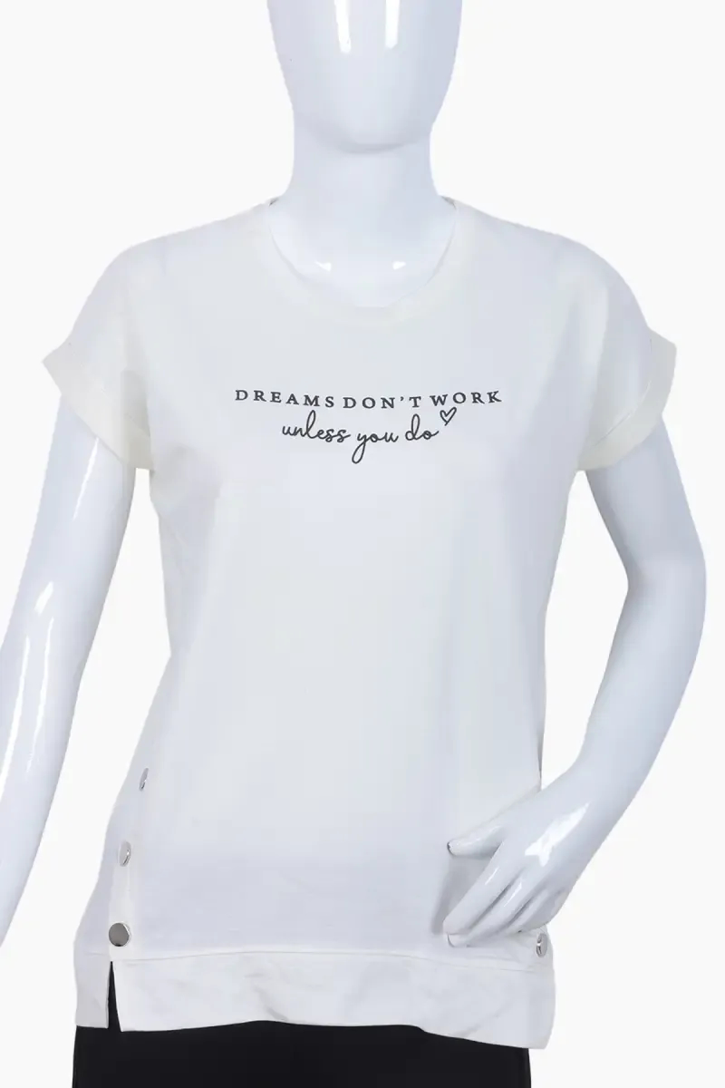 Cotton Typographic Printed T-Shirt for Women