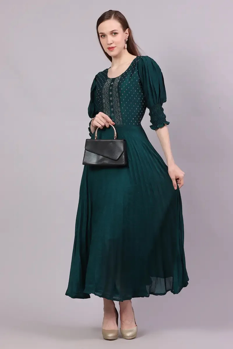 Art Silk Embellished Flared Gown for Women