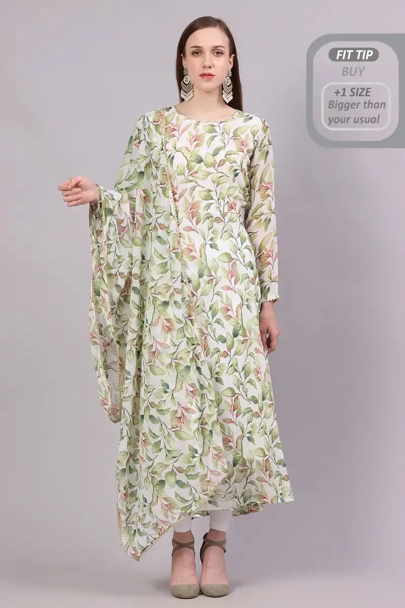 Georgette Printed Kurti with Dupatta Set for Women