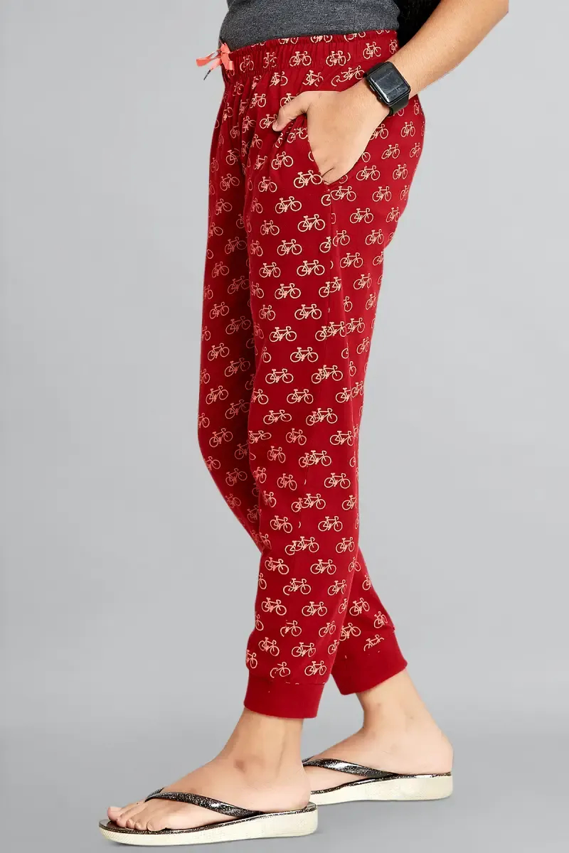 Girl's Cotton Hosiery Printed Track Pant (2 - 12 Yrs)