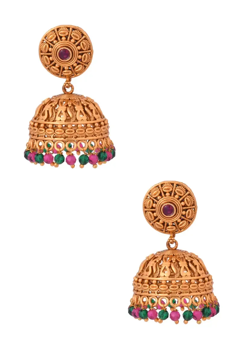 Antique Finish Traditional Jhumka Earrings  for Girls & Women