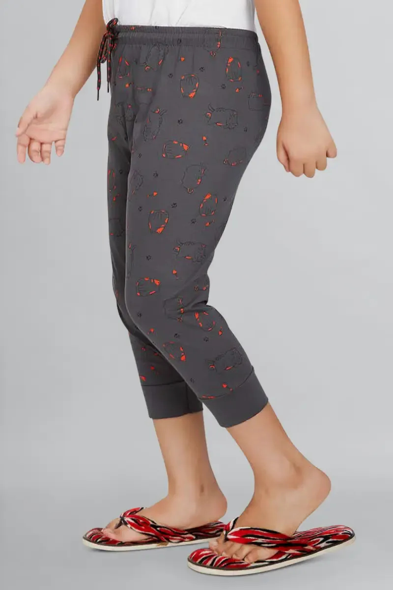 Girl's Cotton Hosiery Printed Capri (2 - 14 Yrs)
