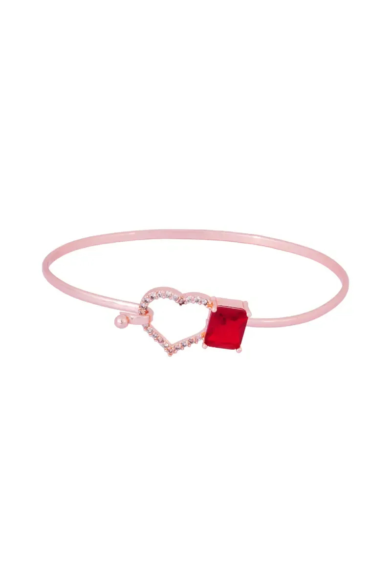Rose Gold Heart Shape Cut Adjustable Bracelet for Girls & Women