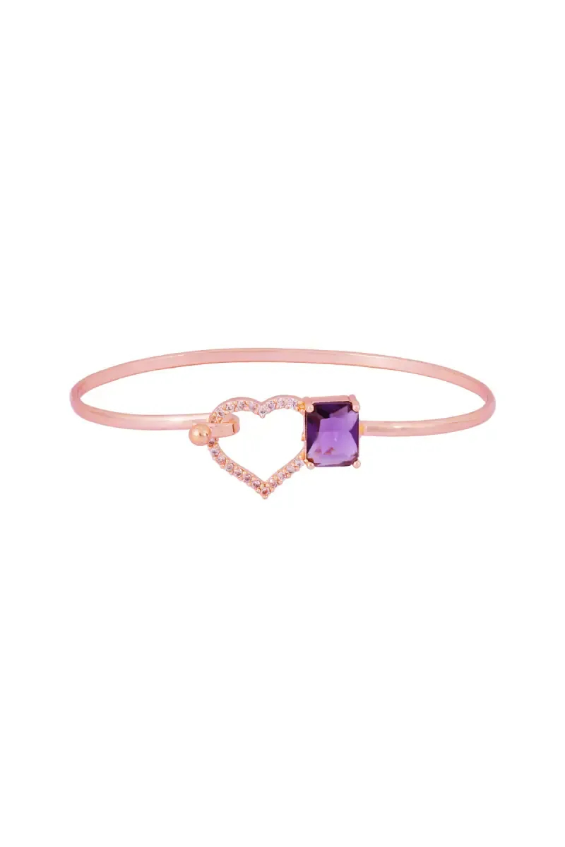 Rose Gold Heart Shape Cut Adjustable Bracelet for Girls & Women
