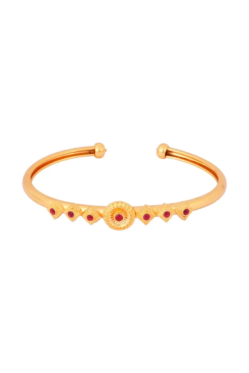 Gold Plated Adjustable Floral Cuff Bracelet for Women