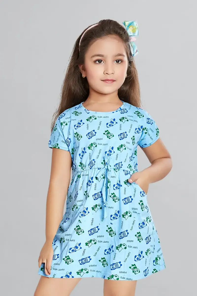 Girl's Cotton Hosiery Printed Frock (2 - 8 Yrs)