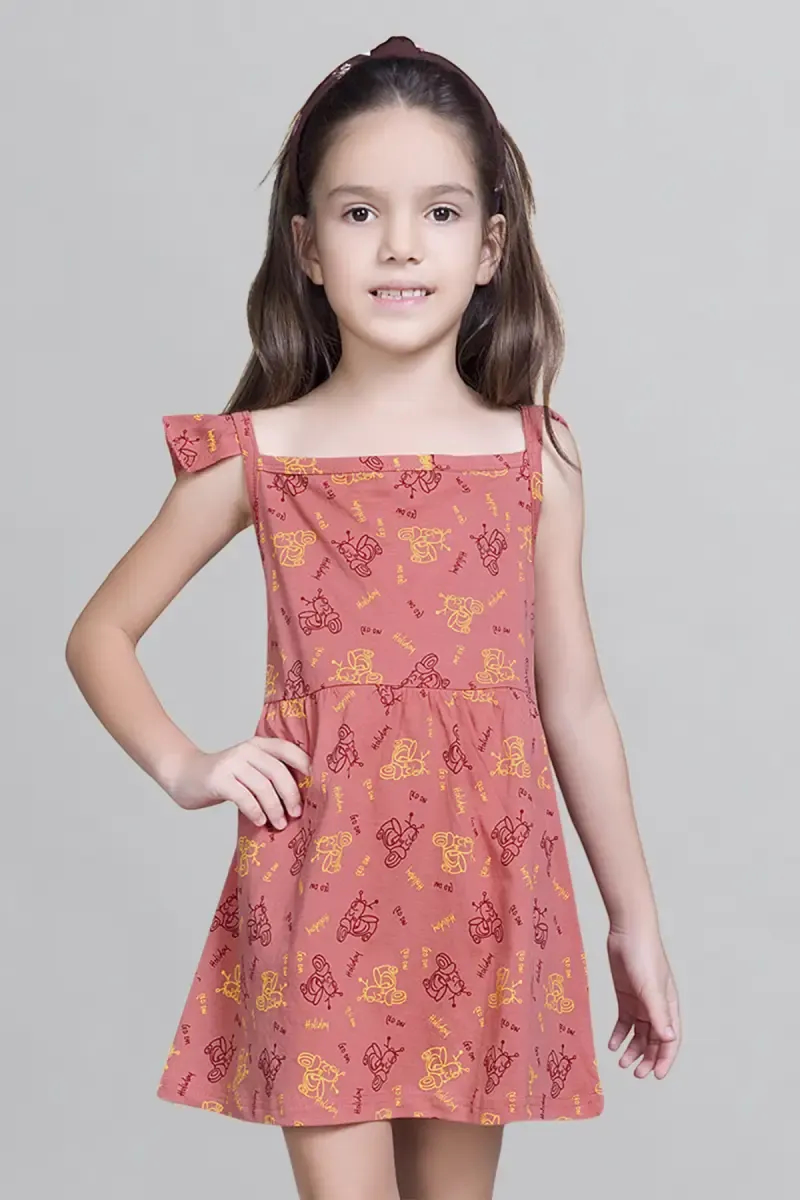 Girl's Cotton Hosiery Printed Frock (2 - 8 Yrs)
