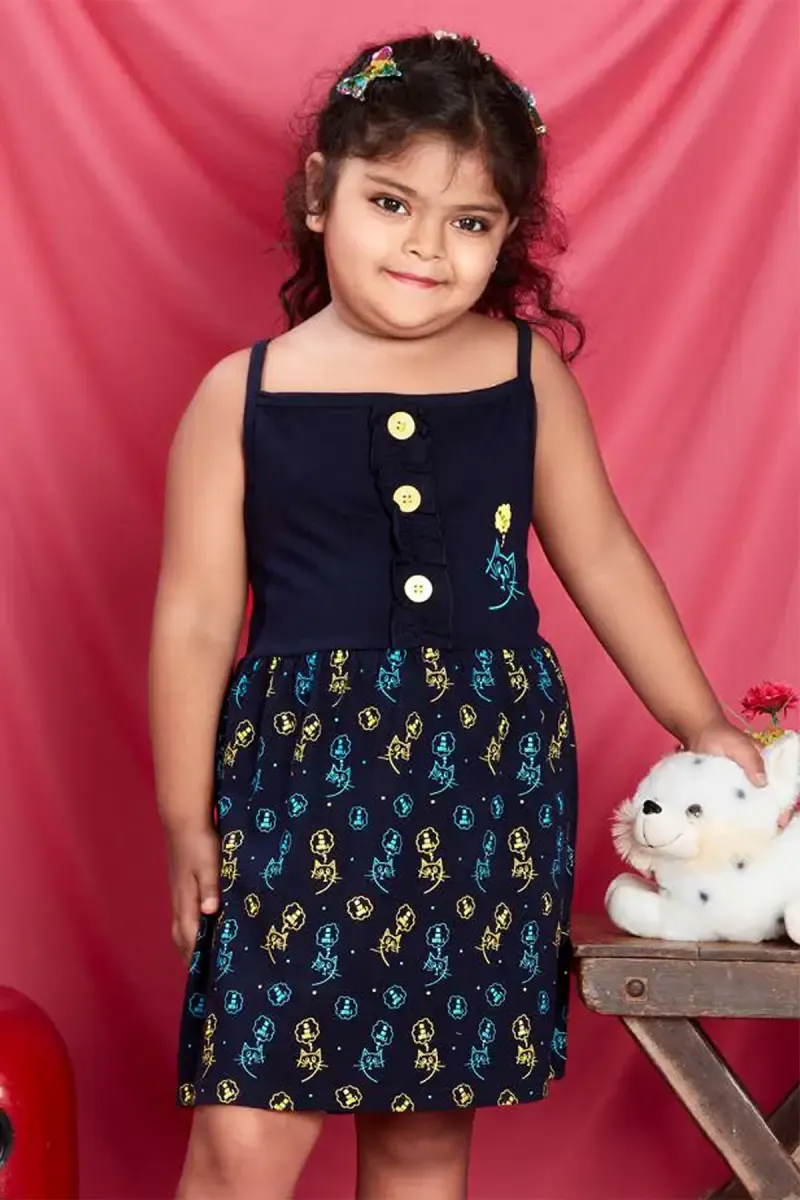 Girl's Cotton Hosiery Printed Frock (2 - 8 Yrs)