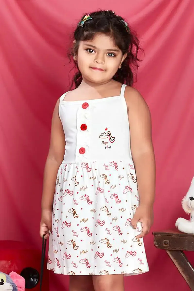 Girl's Cotton Hosiery Printed Frock (2 - 8 Yrs)