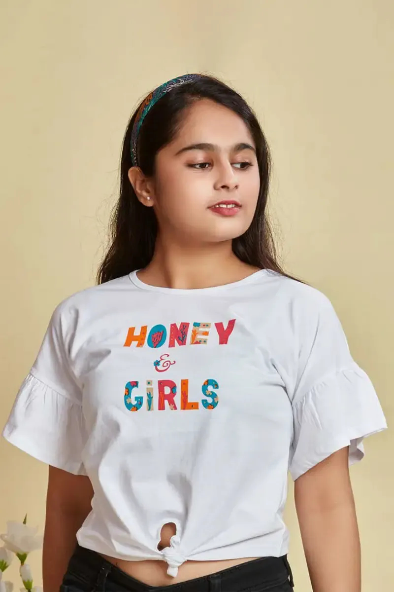 Cotton Hosiery Printed T-Shirt for Girl (2 - 12 Yrs)