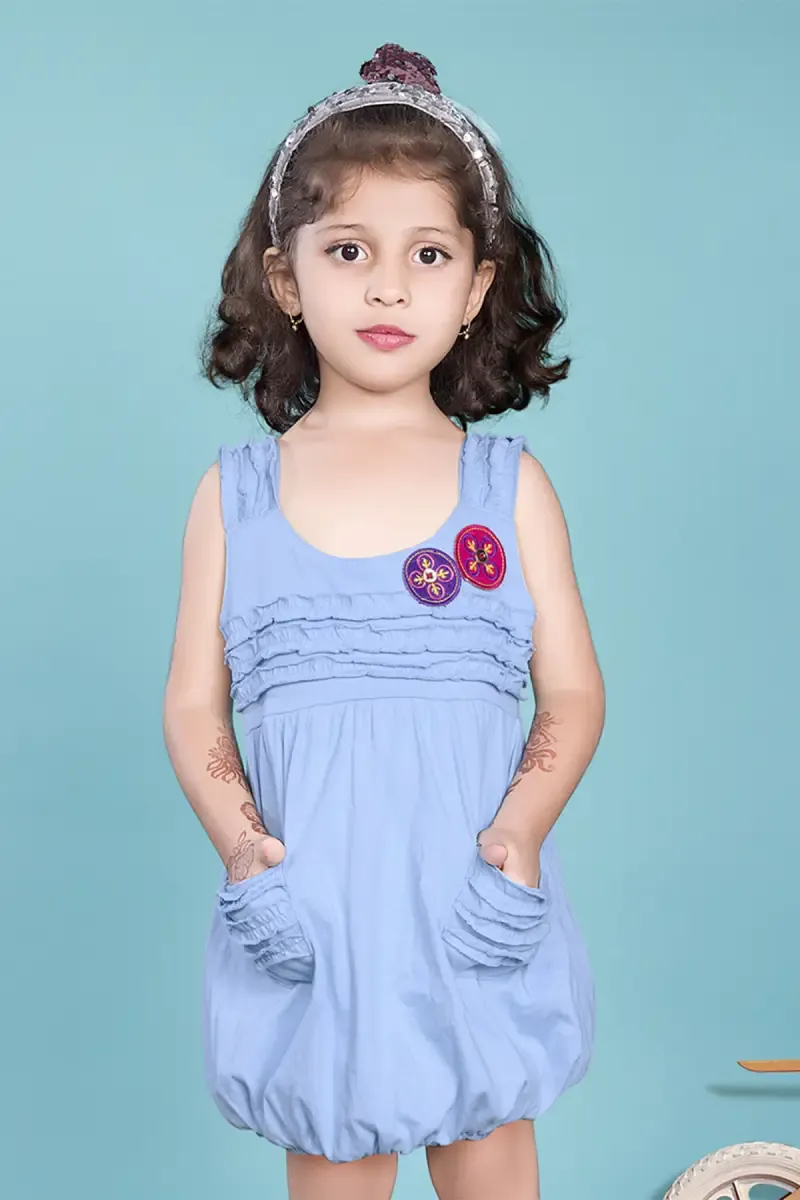 Girl's Cotton Hosiery Solid Frock (2 - 7 Yrs)