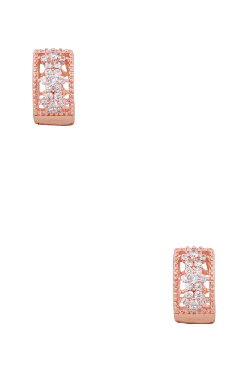 Rose Gold Hoop Stud Earrings for Girls & Women