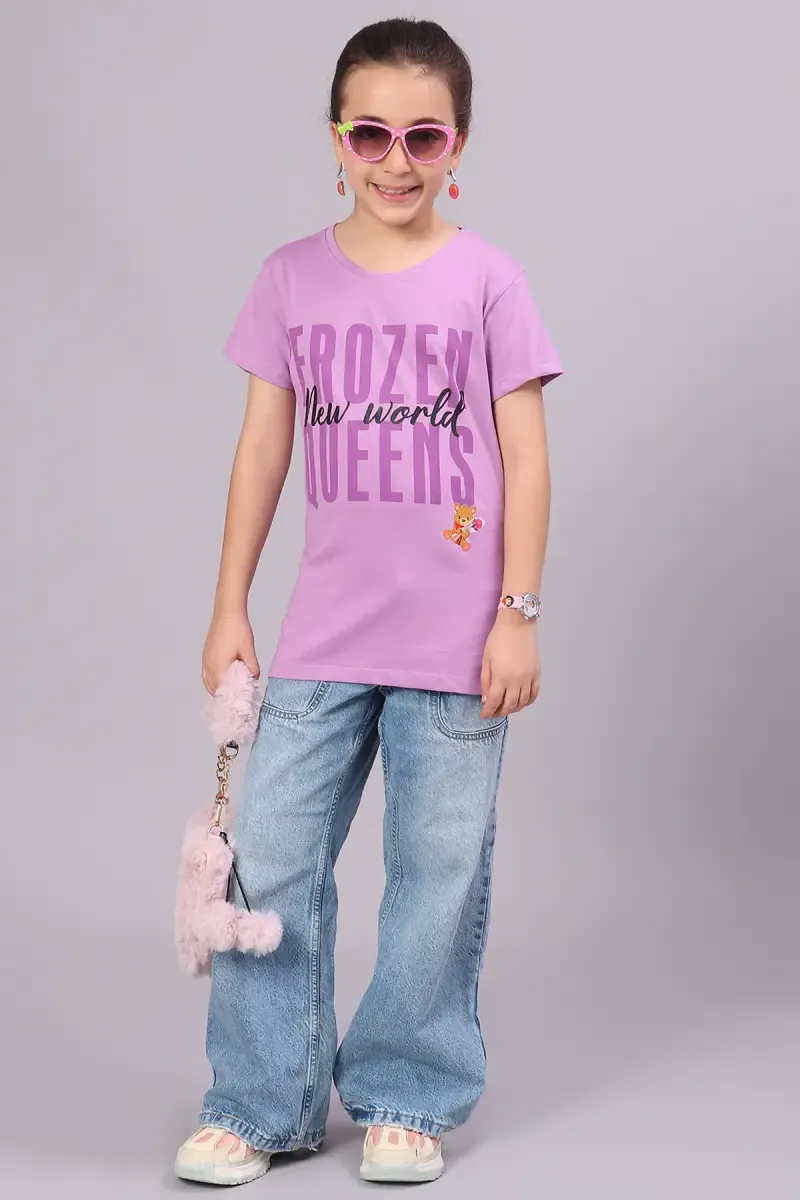 Cotton Hosiery Printed T-Shirt for Girl (3-14 Yrs)