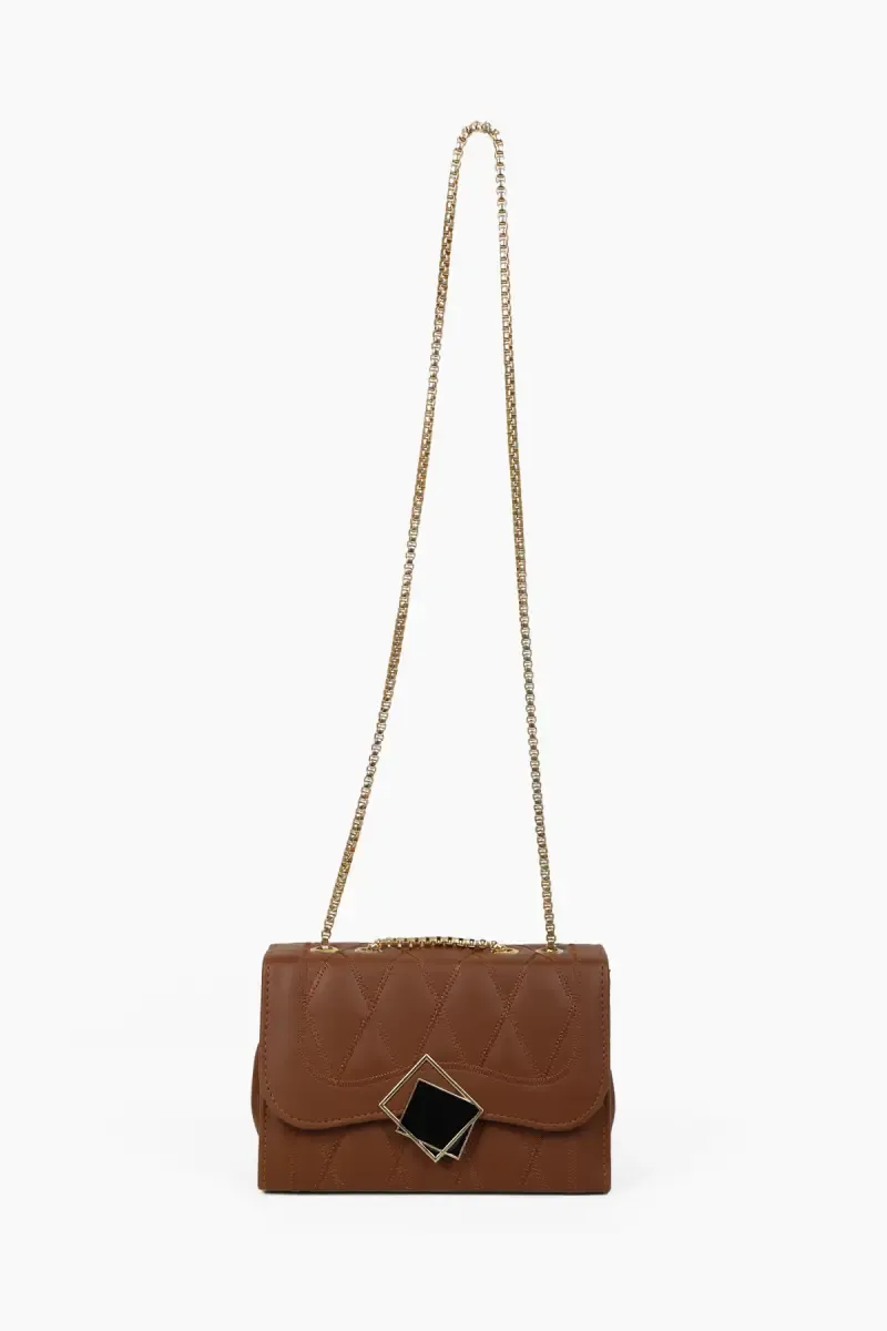 Solid Fitting Chain Sling Bag for Girls