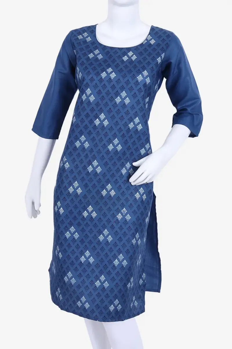 Cotton Blend Geometric Printed Kurti for Women