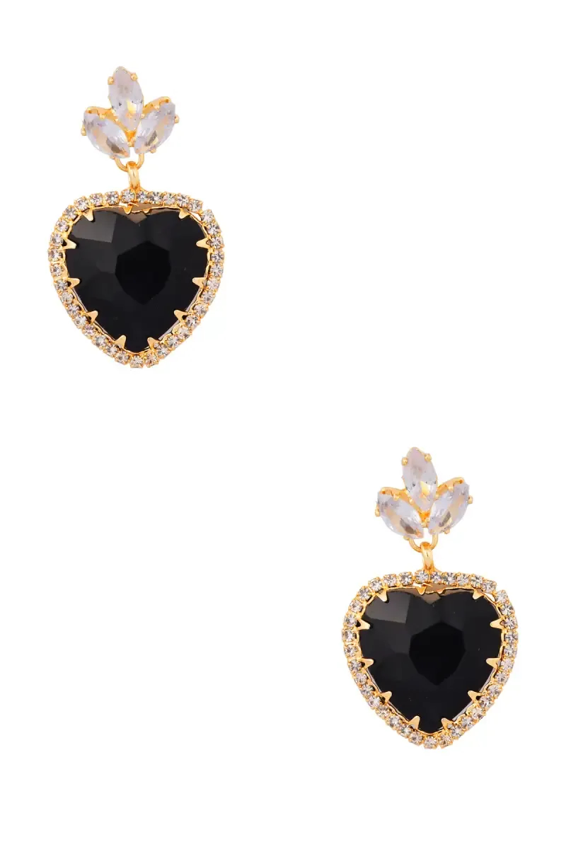 Gold Plated Heart Shaped Dangle Earrings